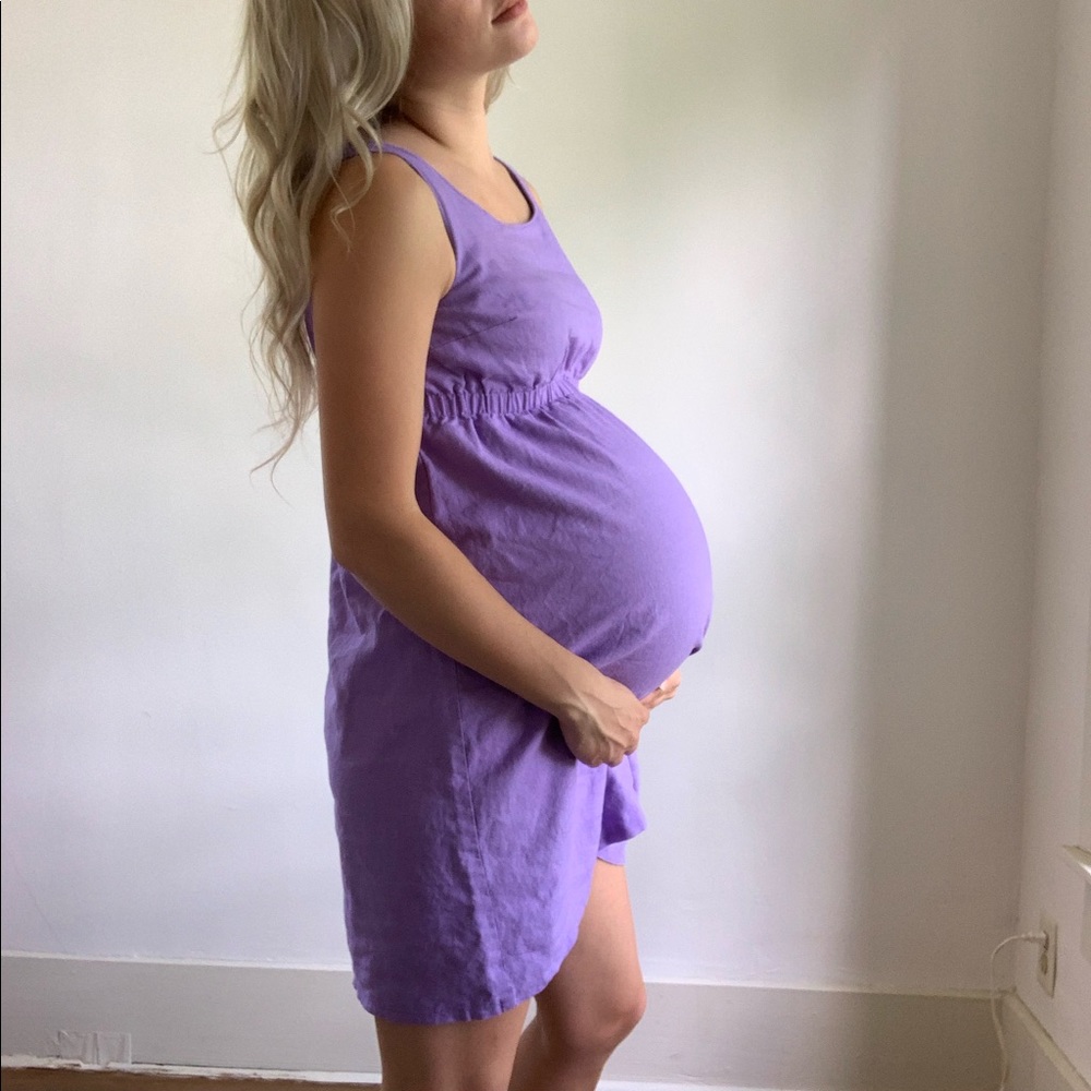 Purple Sleeveless Maternity Dress Elastic Waist M - Picture 8 of 8